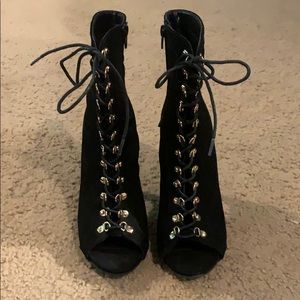 Charlotte Russe Black tie up open toe heels